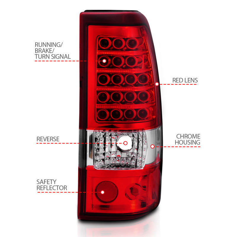 ANZO 311007 2006 fits Chevrolet 03-20 Silverado 1500 LED Taillights Red/Clear