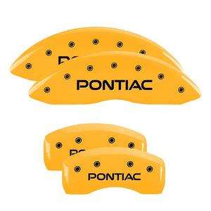 MGP 18031SPOPYL 4 Caliper Covers Engraved Front & Rear fits Pontiac Yellow Finis