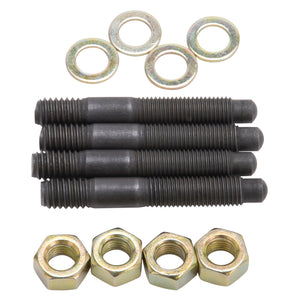 Edelbrock 8060 Carburetor Mounting Studs Bullet Nosed Black Oxide Gold Iridite Washers/Nuts Set of 4