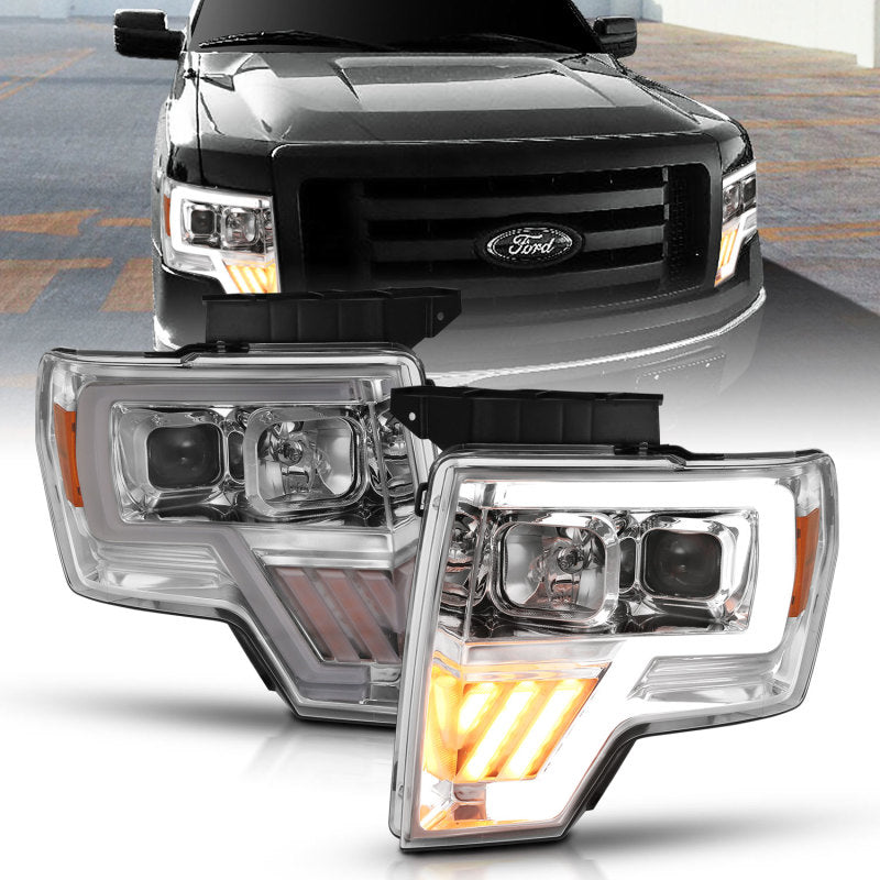 ANZO 111446 2014 fits Ford 09-20 F-150 Projector Headlight Chrome Amber