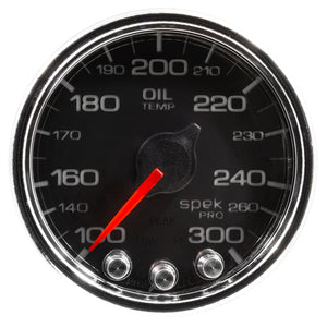 AutoMeter P32231 Autometer Spek-Pro Gauge Oil Temp 2 1/16in 300f Stepper Motor W/Peak & Warn Blk/Chrm