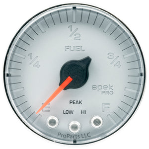 AutoMeter P312218 Autometer Spek-Pro Gauge Fuel Level 2 1/16in 0-270 Programmable Slvr/Chrm