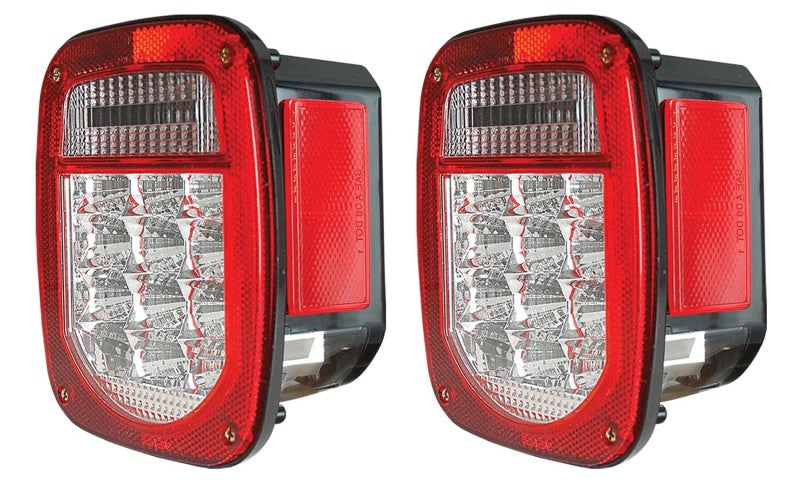 ANZO 861082 1985 fits Jeep 76-19 Wrangler LED 2 Lens - Red/Clear, Chrome