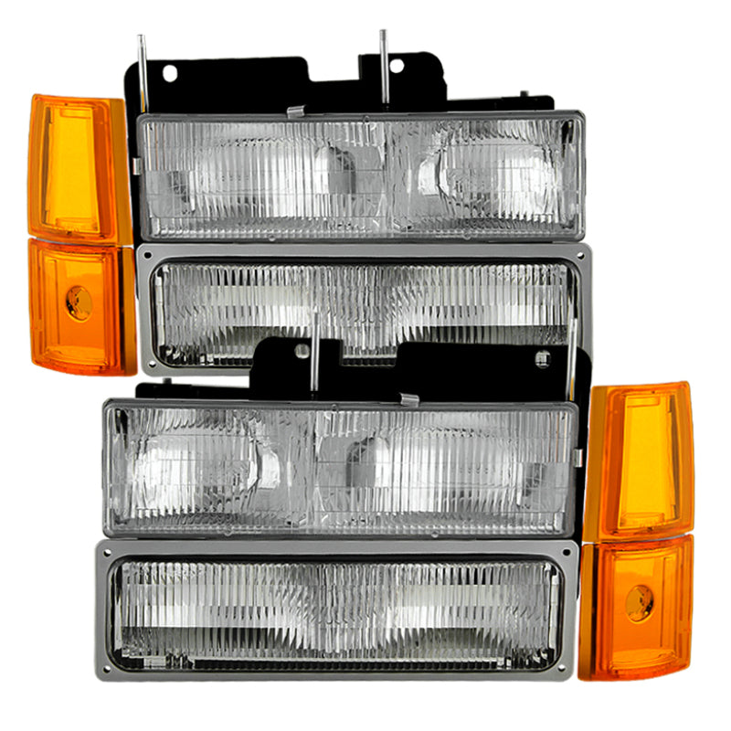 9034411 Xtune fits GMC 94-99 Yukon Headlights w/ Corner & Parking Lights 8pcs