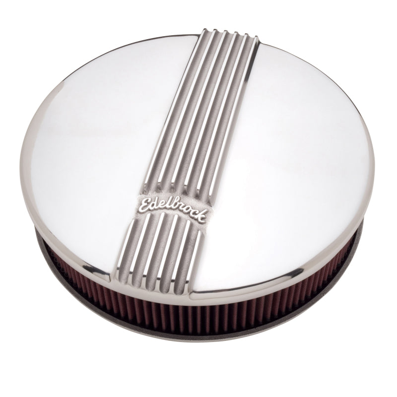 Edelbrock 4117 Air Cleaner Classic Series Round Aluminum Top Cloth Element 14In Dia X 3 9In Polished