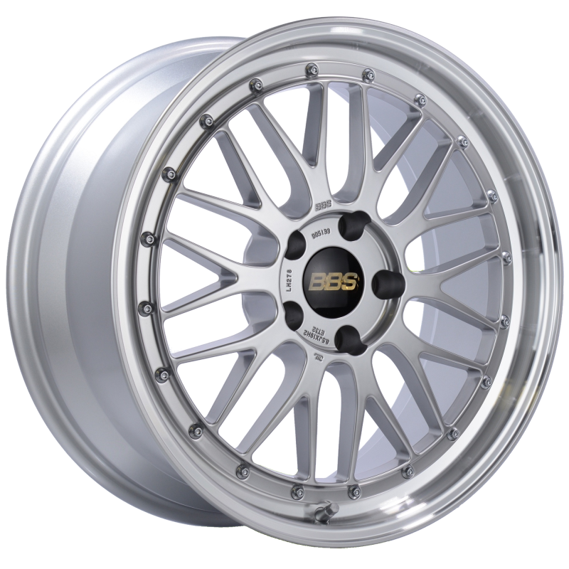 BBS LM256DSPK LM 20x10 5x120 ET45 Diamond Silver Center Diamond Cut Lip Wheel -82mm PFS/Clip Required