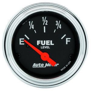 AutoMeter 2516 Autometer Traditional Chrome 2-1/16in 33 Ohm - 240 Ohm Full Electrical Fuel Level Gauge