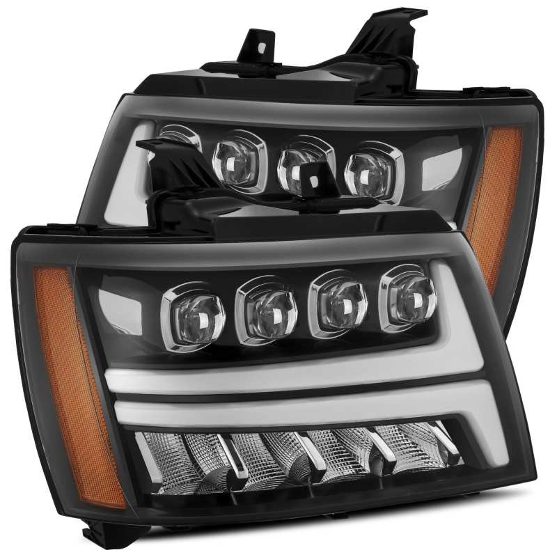 AlphaRex 880287 fits Chevy 07-13 Avalanche NOVA LED Proj Headlights Plank Style Gloss Black w/Activ Light/DRL