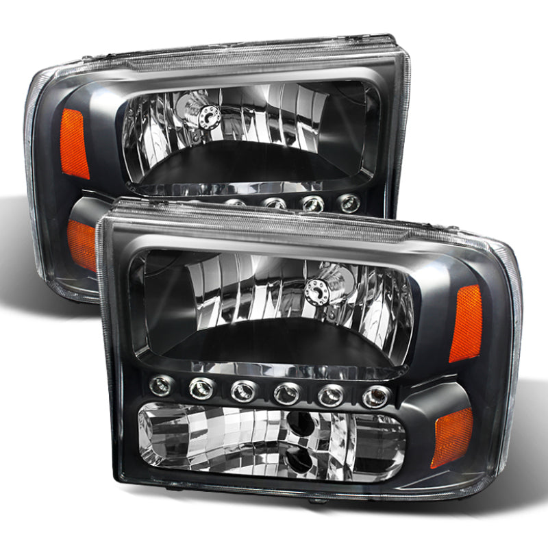 9026164 Xtune fits Ford 99-04 F250 F350 Super Duty 1Pc Headlights w/ LED Black