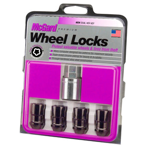 McGard 24026 Wheel Lock Nut Set - 4pk. (Cone Seat) M12X1.5 / 19mm & 21mm Dual Hex / 1.46in. Length - Blk