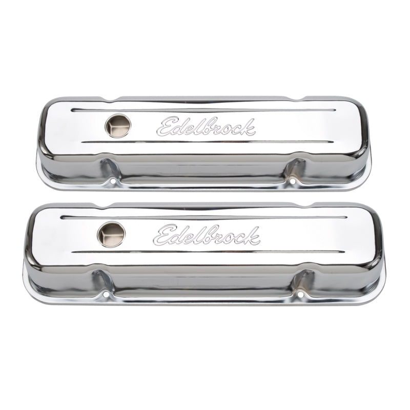 Edelbrock 4457 Valve Cover Signature Series fits Pontiac 1962-1979 301-455 CI V8 Tall Chrome