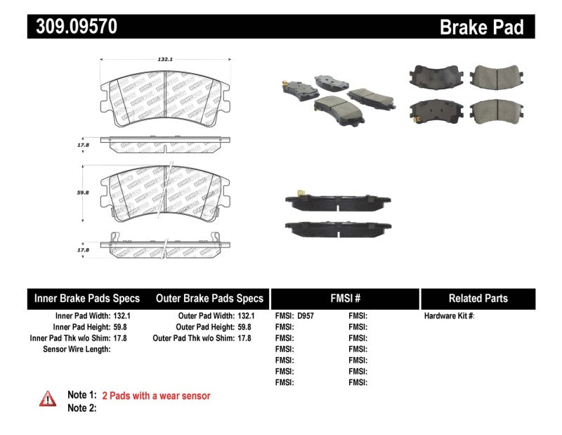 Stoptech 309.0957 Performance Brake Pads