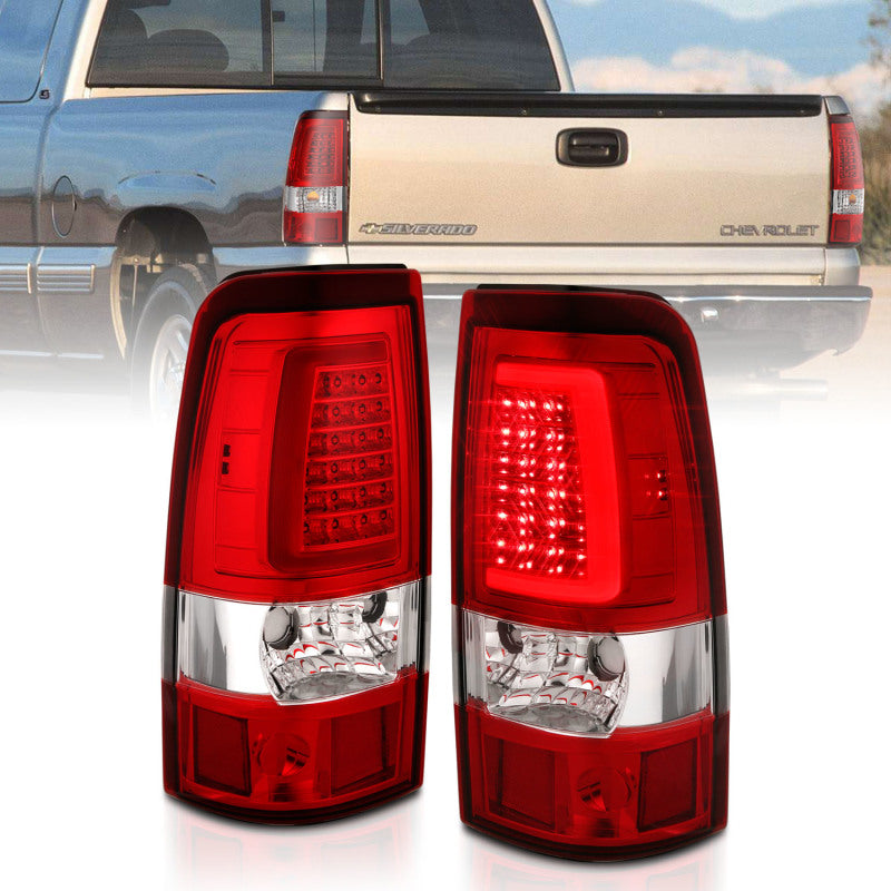 ANZO 311335 2006 fits Chevy 03-20 Silverado 1500 LED Taillights Plank Style Chrome With Red/Clear Lens