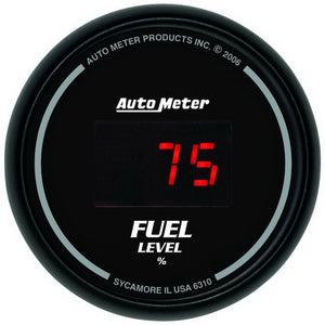 AutoMeter 6310 Autometer 52mm Black Digital Programmable Empty-Full Fuel Level Gauge