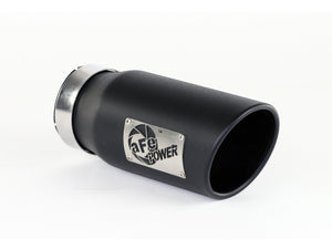 AFE 49T40501-B12 Diesel Exhaust Tip Black- 4 in In x 5 out X 12 in Long Bolt On