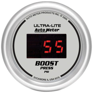 AutoMeter 6570 Autometer Ultra-Lite 2-1/16in 5-60 PSI Digital Boost Pressure Gauge - Silver