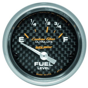 AutoMeter 4715 Autometer Carbon Fiber 52mm 73E-10F Electronic Fuel Level Gauge