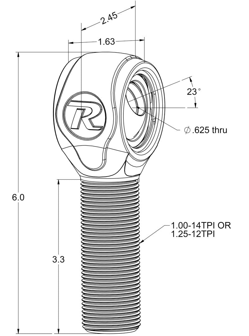 Ridetech 90002897 R-Joint XL Rod End with 1.25in -12 Left Hand Thread