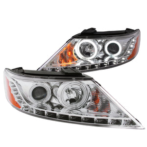 ANZO 111249 2011-2013 fits Kia Sorento Projector Headlights w/ Halo Chrome (CCFL)