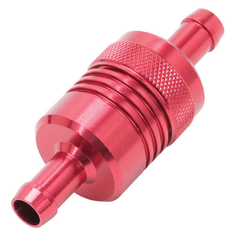 Edelbrock 8139 Fuel Filter Aluminum 3In X 01/ 1/8In 3/8In Inlet/Outlet Red