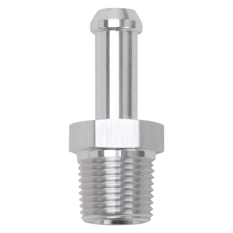 Edelbrock 8118 Hose End Straight 3/8In NPT to 3/8In Barb Clear Anodize