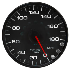 AutoMeter P23032 Autometer Spek-Pro Gauge Speedometer 5in 180 Mph Elec. Programmable Black/Black