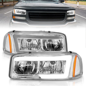 ANZO 111523 99-17 GMC Sierra/Denali Headlights Chrome Amber (w/C Light Bars)