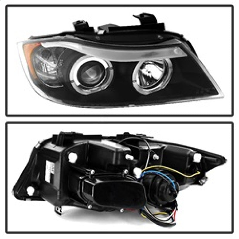 Spyder 5009005 fits BMW 06-08 E90 3-Series Projector LED Halo Amber Reflctr Rpl