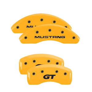 MGP 10224SMG1YL 4 Caliper Covers Engraved Front fits Mustang Rear Sn95/Gt Yellow