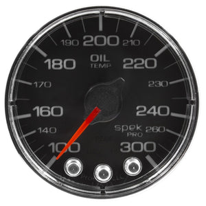 AutoMeter P322318 Autometer Spek-Pro Gauge Oil Temp 2 1/16in 300f Stepper Motor W/Peak & Warn Blk/Chrm