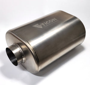 Ticon 116-06313-0100 Industries 2.5in Oval (2.5in Center In / 2.5in Center Out) 12in L Ultralight Titanium Muffler