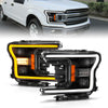 ANZO 111570 fits Ford 18-20 F-150 (w/o Fctry LED) Full LED Proj Headlights w/Light Bar Swtchbk Seq. Black w/Init