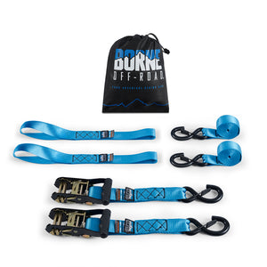 Borne Off-Road BNRTC-TDHD-2BL Heavy-Duty Ratchet Tie-Down Kit (2-Pack) - Blue