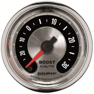 AutoMeter 1259 Autometer American Muscle 52mm Full Sweep Electric 30 In Hg.-Vac/30PSI Boost Vacuum Gauge