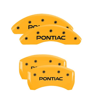 MGP 18025SPOPYL 4 Caliper Covers Engraved Front & Rear fits Pontiac Yellow Finis