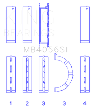 King MB4056SI0.25 fits Ford 97-07 2.5L/2.9L/3.0L (Size 0.25) Main Bearing Set