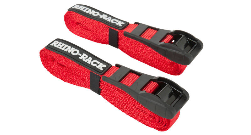 Rhino-Rack RTD45P Rapid Tie Down Straps w/Buckle Protector - 4.5m/15ft - Pair - Red