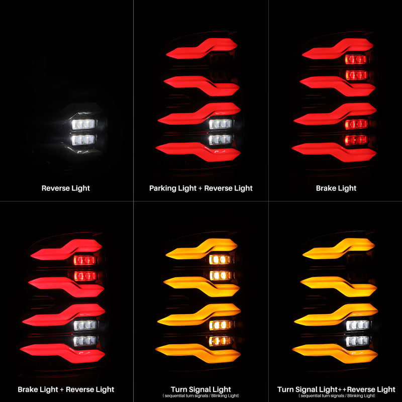 AlphaRex 640004 09-18 fits Dodge Ram Luxx-Series LED Tail Lights Black w/ Act