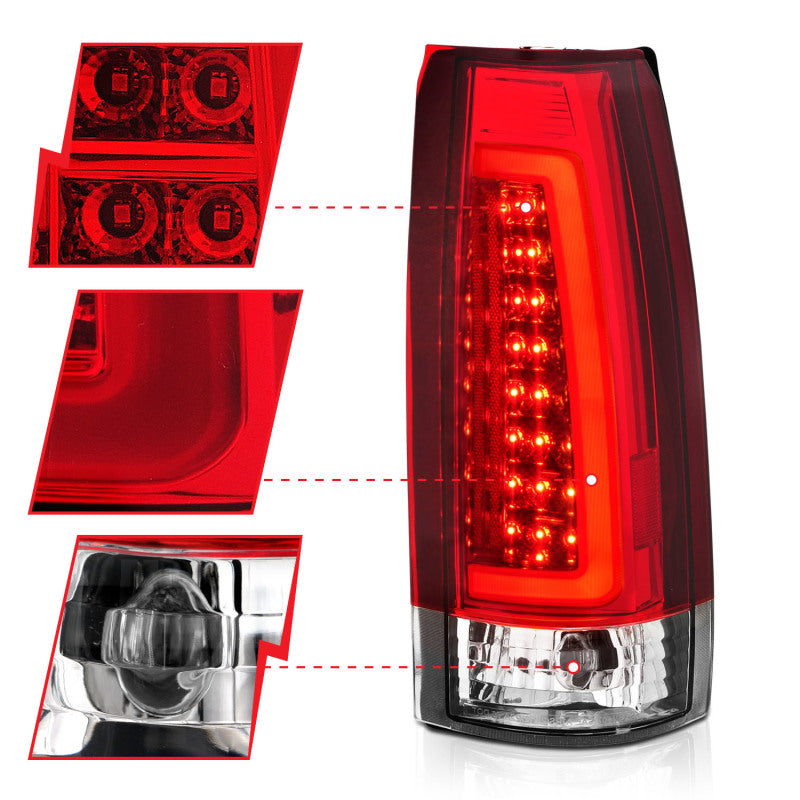 ANZO 311346 1900 fits Cadillac 99-20 Escalade LED Taillights Chrome Housing Red/Clear Lens Pair