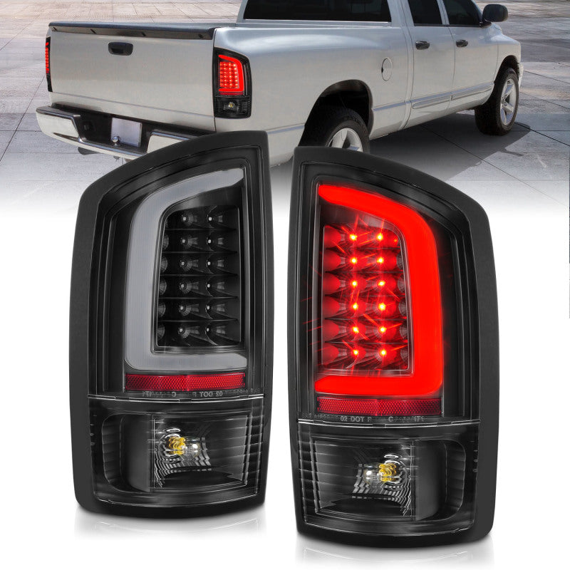 ANZO 311368 2006 fits Dodge 02-20 Ram 1500 LED Tail Lights w/ Light Bar Black Housing Clear Lens