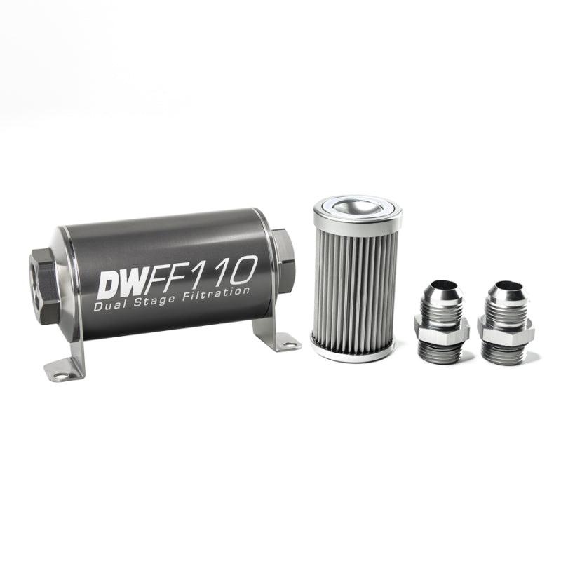 DeatschWerks 8-03-110-010K-10 Stainless Steel 10AN 10 Micron Universal Inline Fuel Filter Housing Kit (110mm)