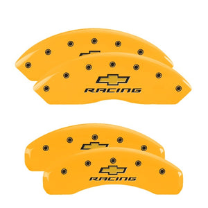 MGP 14240SBRCYL 4 Caliper Covers Engraved F & R fits Chevy Racing Yellow Finish