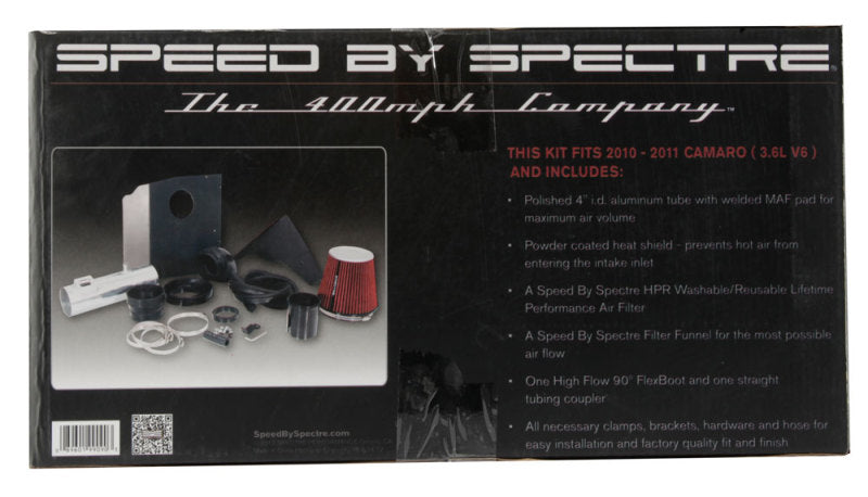 Spectre 9909 10-11 fits Chevy Camaro V6-3.6L F/I Air Intake Kit - Clear Anodized w/Red Filter