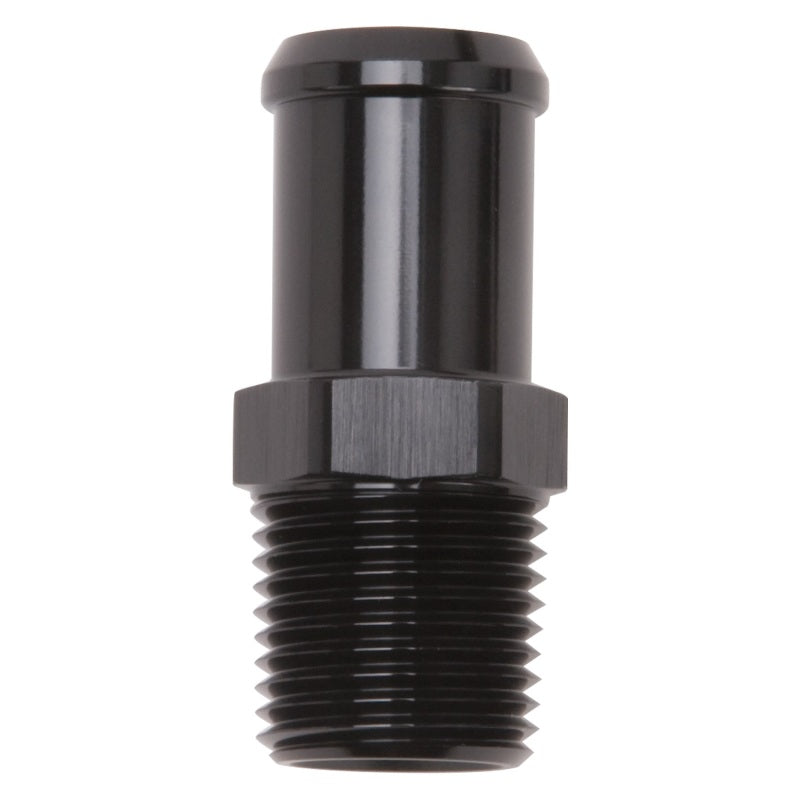 Edelbrock 8183 Hose End Straight 1/2In NPT to 3/4In Barb Black Anodize