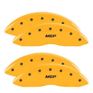 MGP 10056SMGPYL 4 Caliper Covers Engraved Front & Rear Yellow Finish Black Char