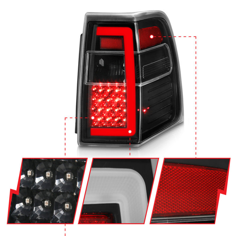 ANZO 311408 fits Ford 07-17 Expedition LED Taillights w/ Light Bar Black Housing Clear Lens