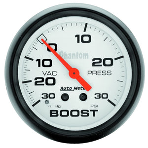 AutoMeter 5803 Autometer Phantom 66.7mm 30 in Hg-Vac/30PSI Mechanical Vacuum/Boost Gauge