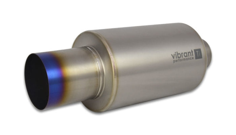 Vibrant 17564 um Muffler w/Straight Cut Burnt Tip 3.5in Inlet / 3.5in Outlet