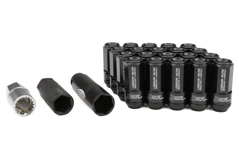 Project Kics KRL5414K Leggdura Racing Shell Type Lug Nut 54mm Open-End Look 16 Pcs + 4 Locks 14X1.5 Black