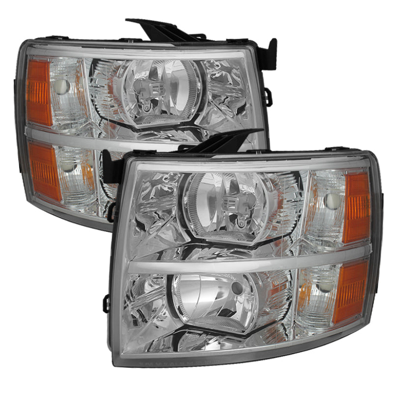 5076984 Xtune fits Chevy 07-13 Silverado Crystal Headlights Chrome HD-JH-CS07-